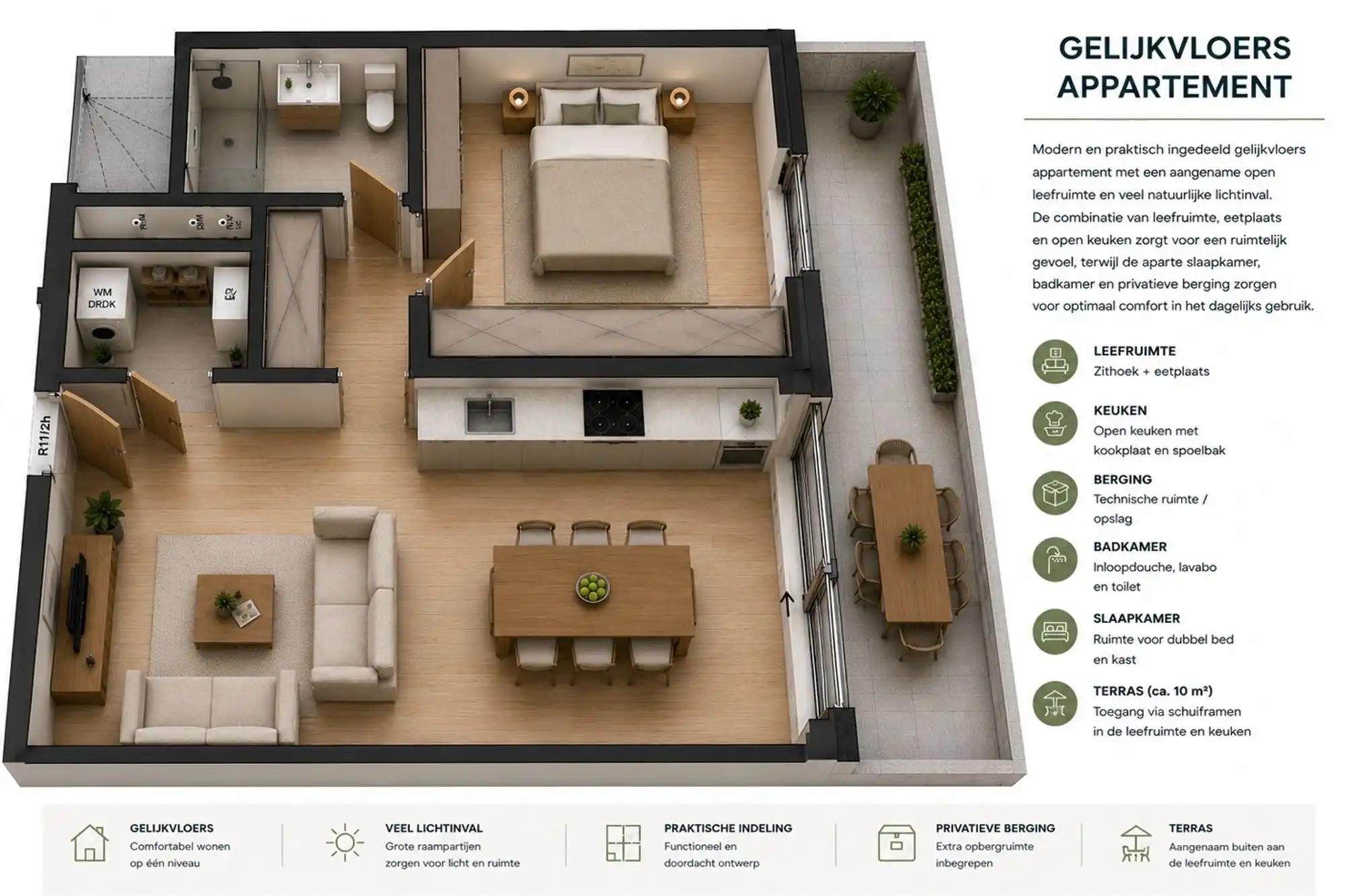 Hoogwaardig afgewerkt gelijkvloers appartement met terras foto 26