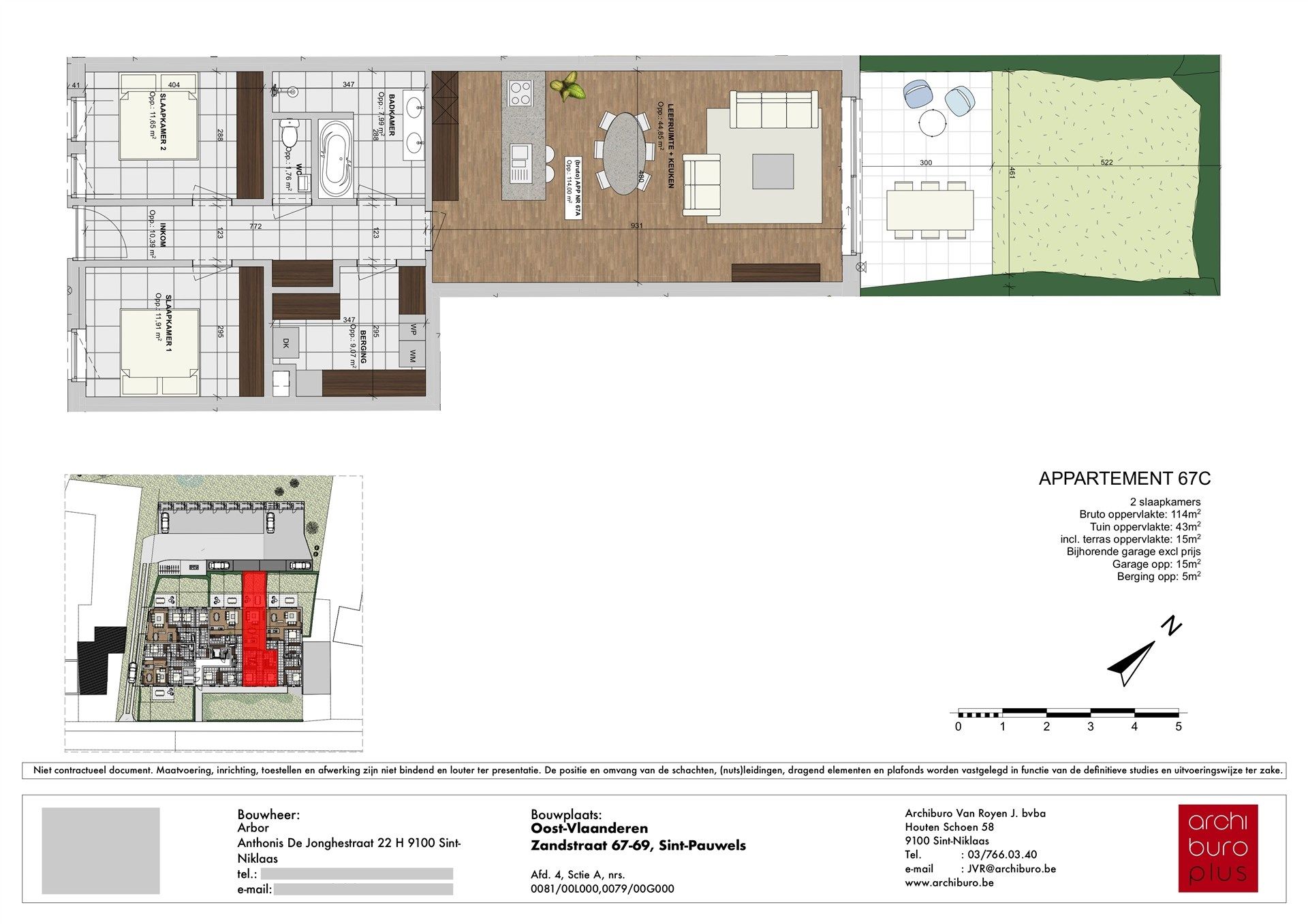 Residentie ARBOR - Ruim gelijkvloersappartement (114m²) met 2 slaapkamers en tuin foto 3