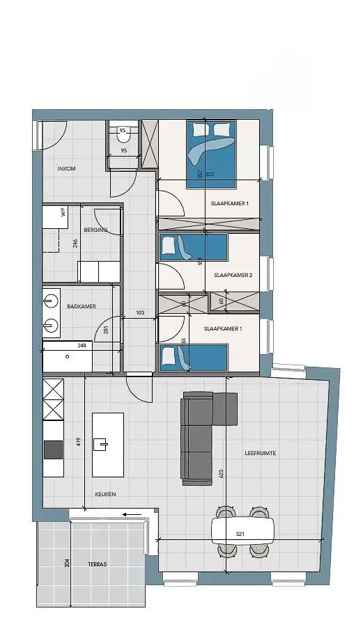 Nieuwbouwappartement op de eerste verdieping (118,50 m²) met 3 slaapkamers en terras foto 13