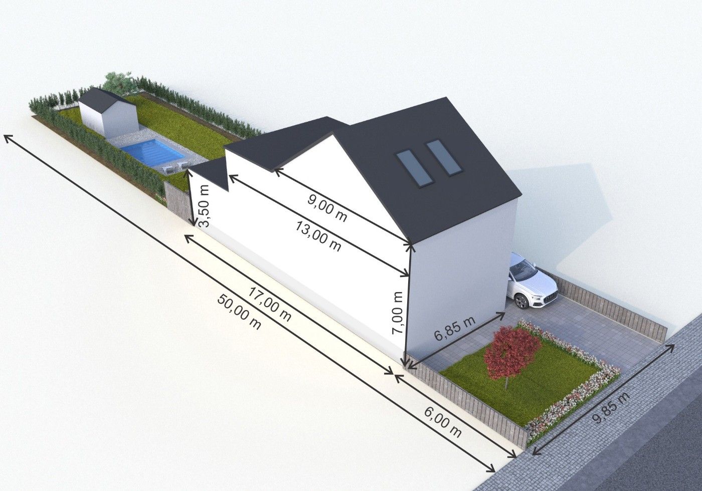 Mooi gelegen bouwgrond van 493m² voor HOB met garage en tuin foto 13