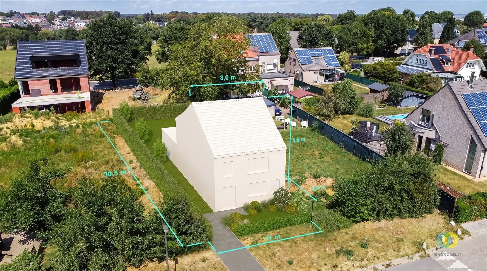 Bouwgrond 337m² voor 3-gevel woning te Vilvoorde foto {{pictureIndex}}