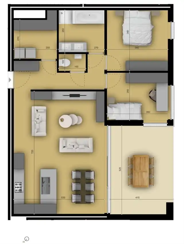 Zw overdekt terras 22m², leefruimte 39m², 2 slpk. foto 2