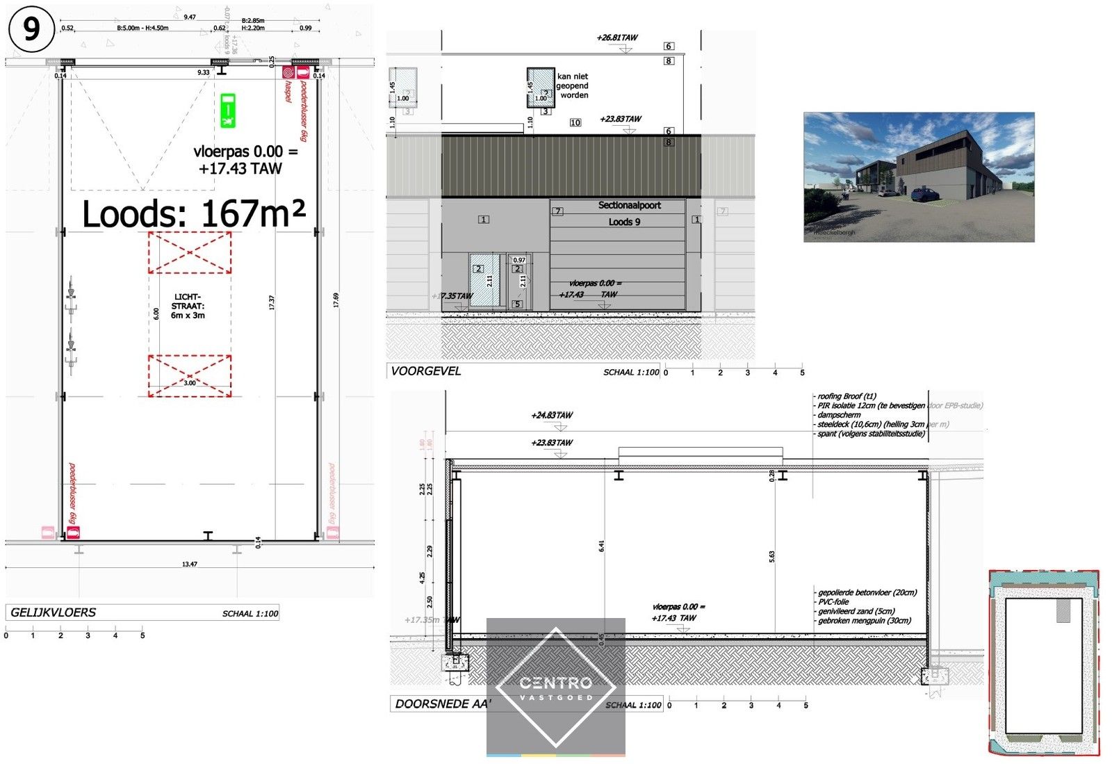 NB MAGAZIJN (167 m²) inclusief 2 private PARKEERPLAATSEN op industriezone te Zedelgem foto 8