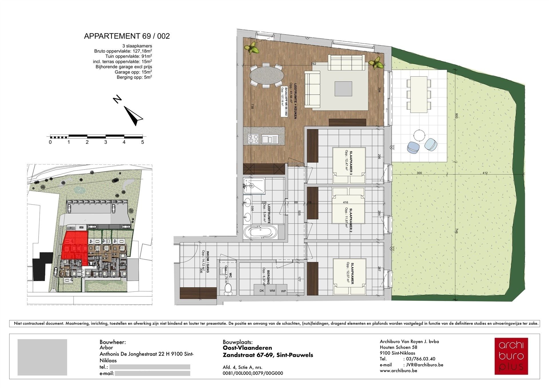 Residentie ARBOR - Ruim gelijkvloersappartement (127m²) met 3 slaapkamers en tuin foto 9