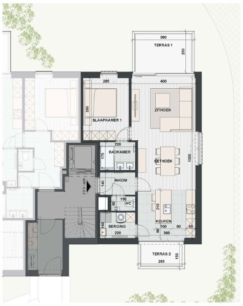 Gelijkvloersappartement in Residentie Reiger met ruim terras en uitzicht op groen foto 2