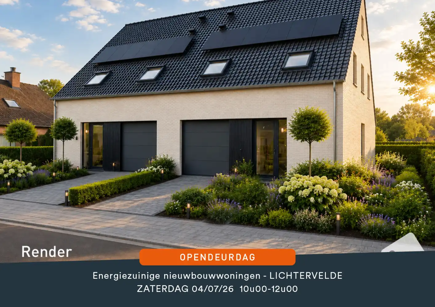 Energie-Efficiënte gezinswoningen in een groene omgeving met 4 slaapkamers en garage foto {{pictureIndex}}