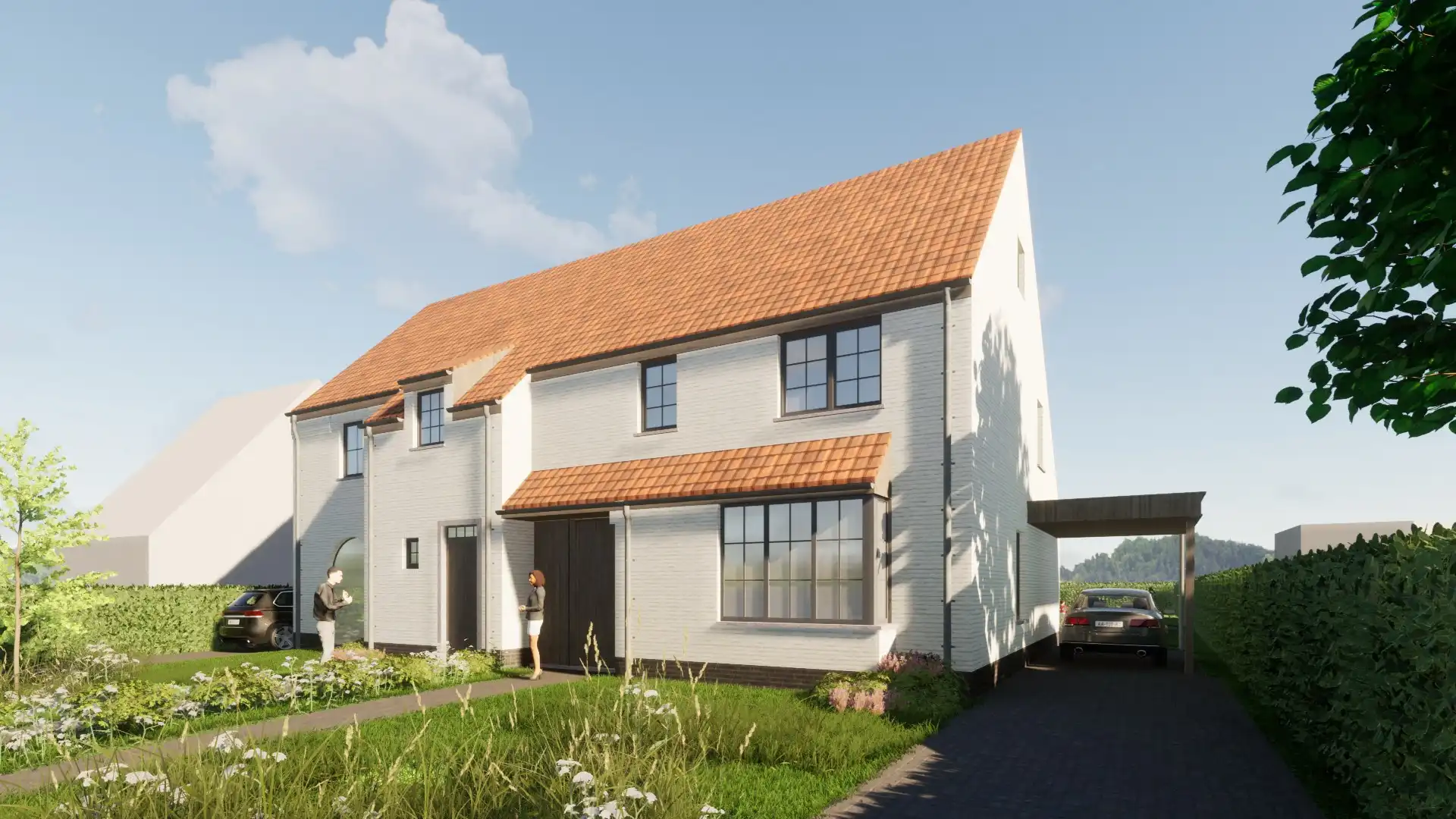 Zeer ruime halfopen nieuwbouwwoningen met 3 slaapkamers en carport in Petegem foto 2