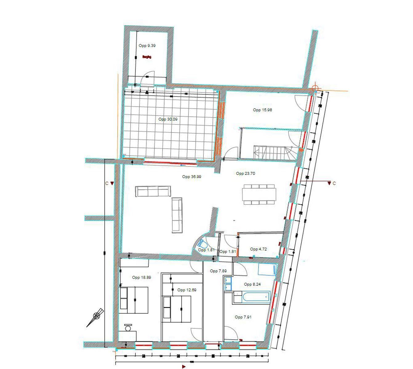 Gelijkvloers appartement met 2 slpks en terras nabij centrum foto 19